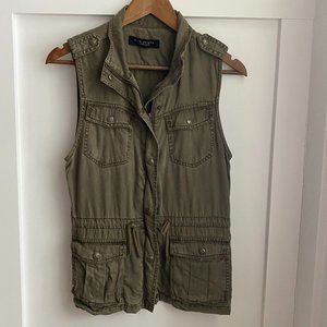 Olive Green Denim Vest, XS